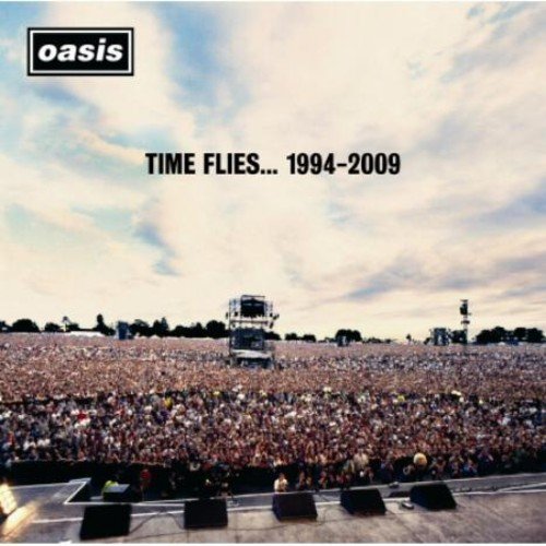 Oasis “Time Flies 1994-2009” CD cover with a large concert crowd.