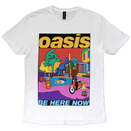 Large unisex t-shirt with "Be Here Now" illustration, likely floral.