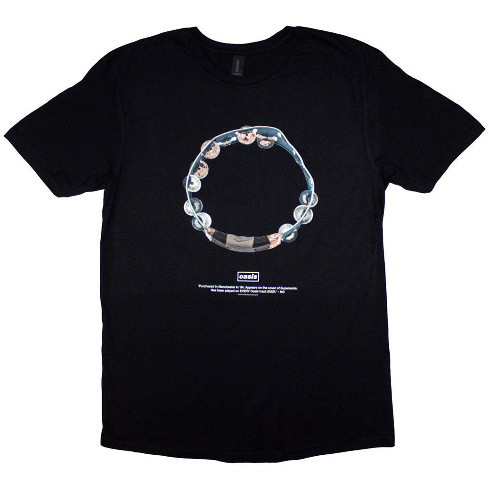 XX-Large black t-shirt with a tambourine and "Definitely Maybe" design.