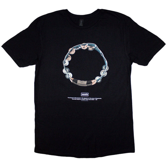 XX-Large black t-shirt with a tambourine and "Definitely Maybe" design.
