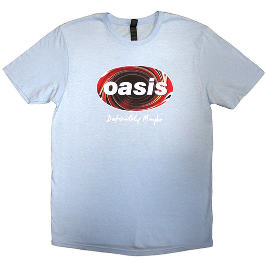 A black unisex t-shirt featuring an oval Union Jack graphic with Oasis logo text.