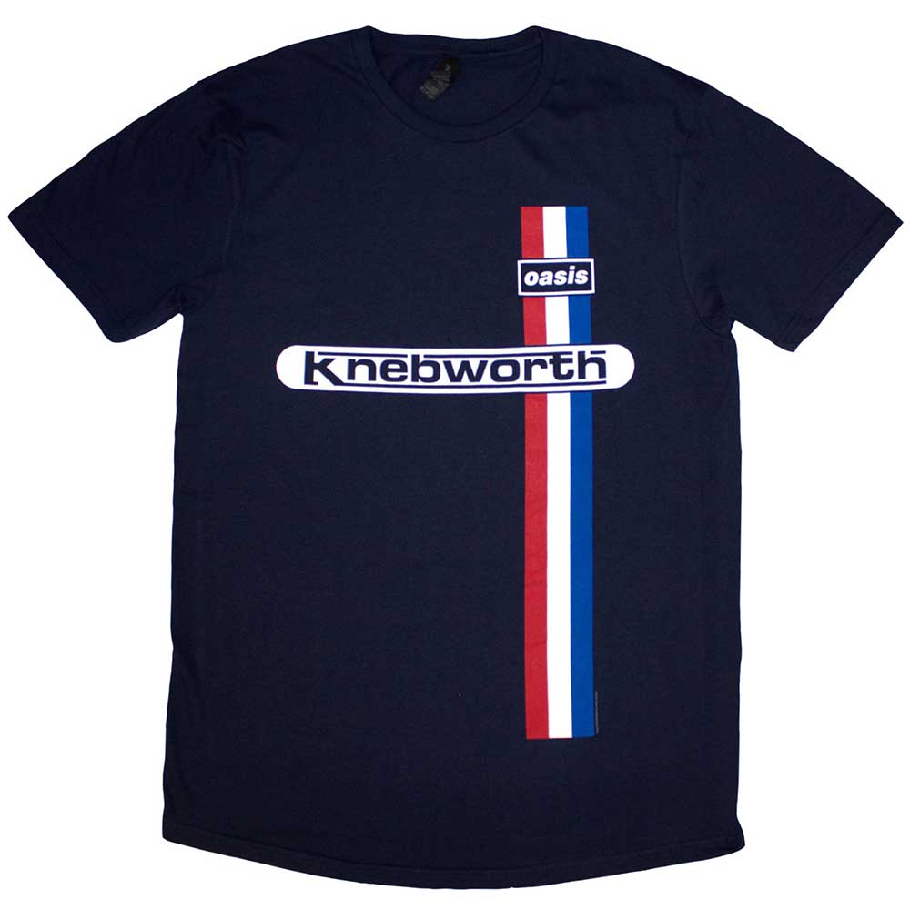 Medium, unisex striped t-shirt, likely blue and white vertical stripes.