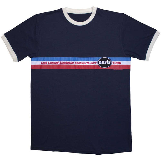 Medium, striped ringer t-shirt commemorating Oasis’ 1996 tour.