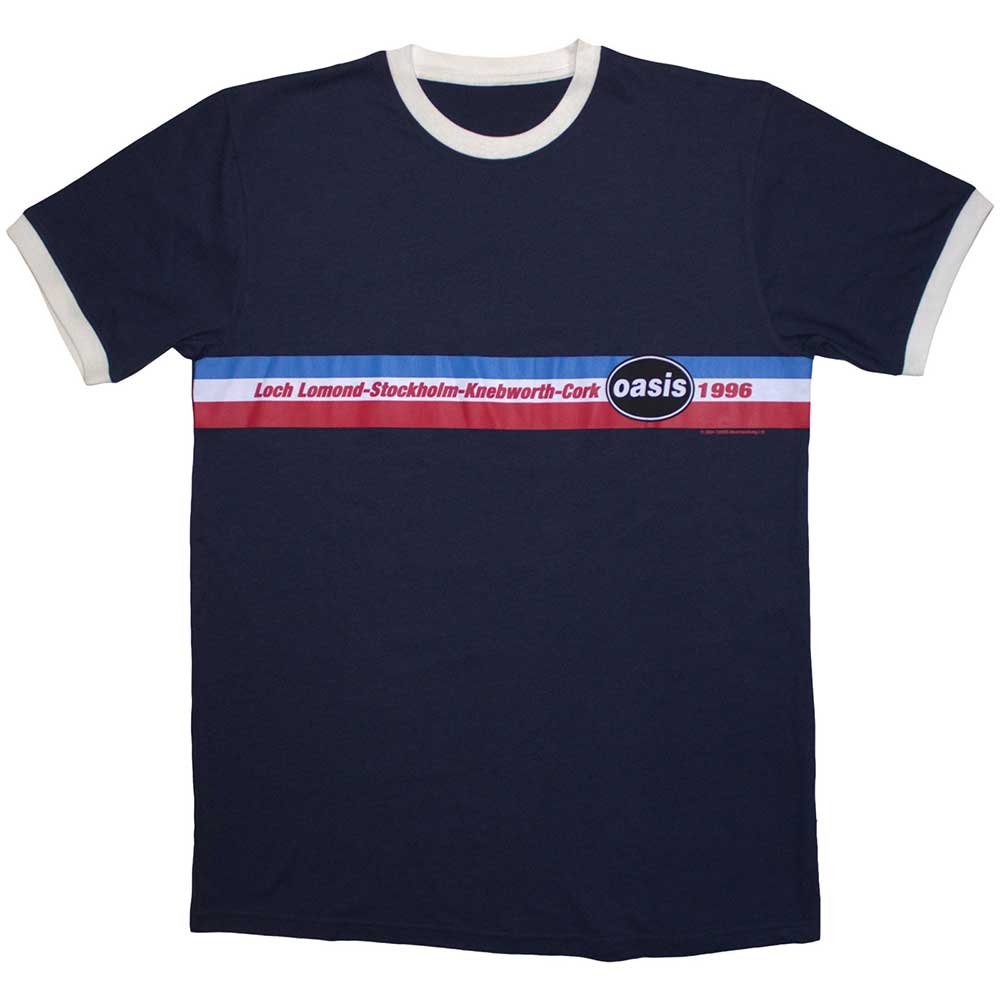 Medium, striped ringer t-shirt commemorating Oasis’ 1996 tour.