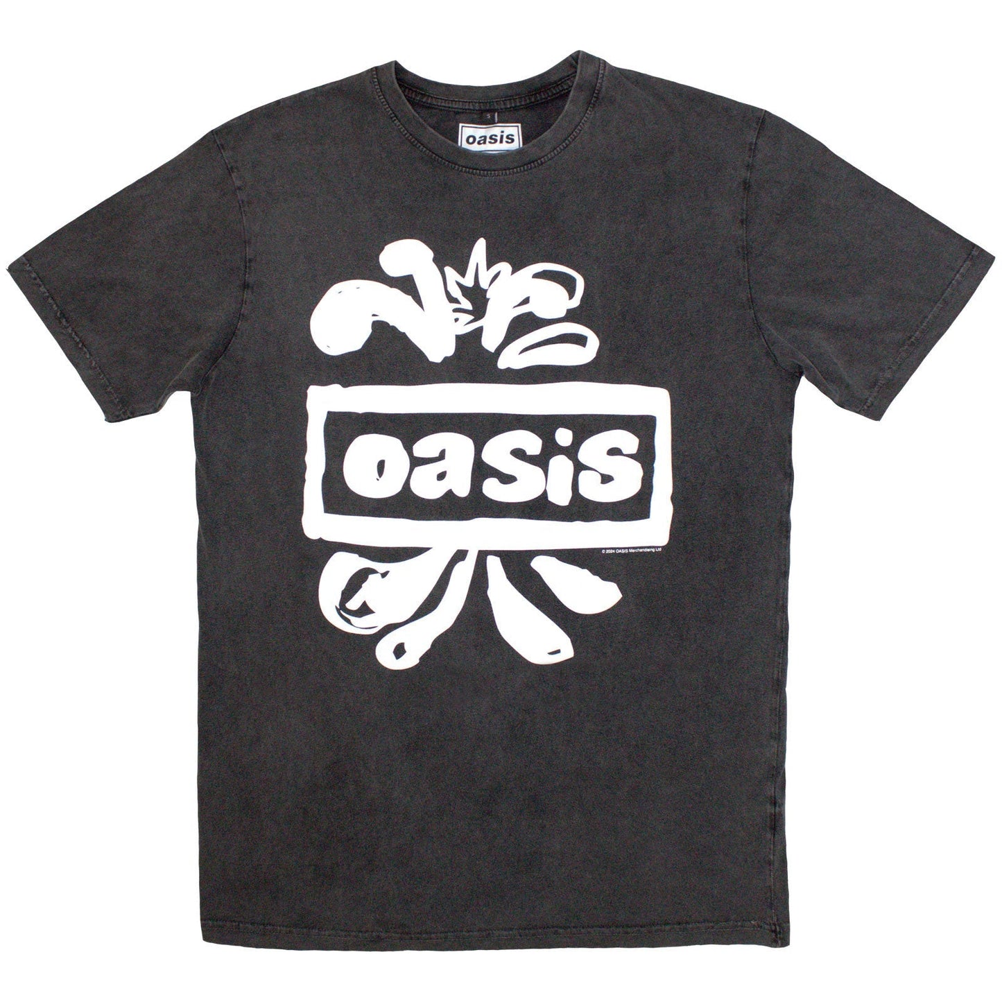 Stone-wash, unisex t-shirt, size XX-Large, with a splattered logo design.