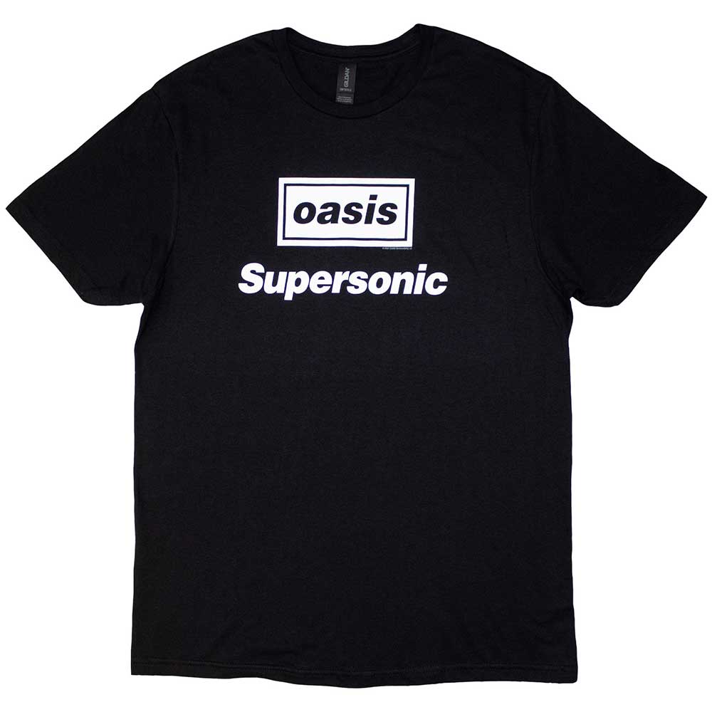 Small, unisex t-shirt with "Oasis - Supersonic" title graphic.
