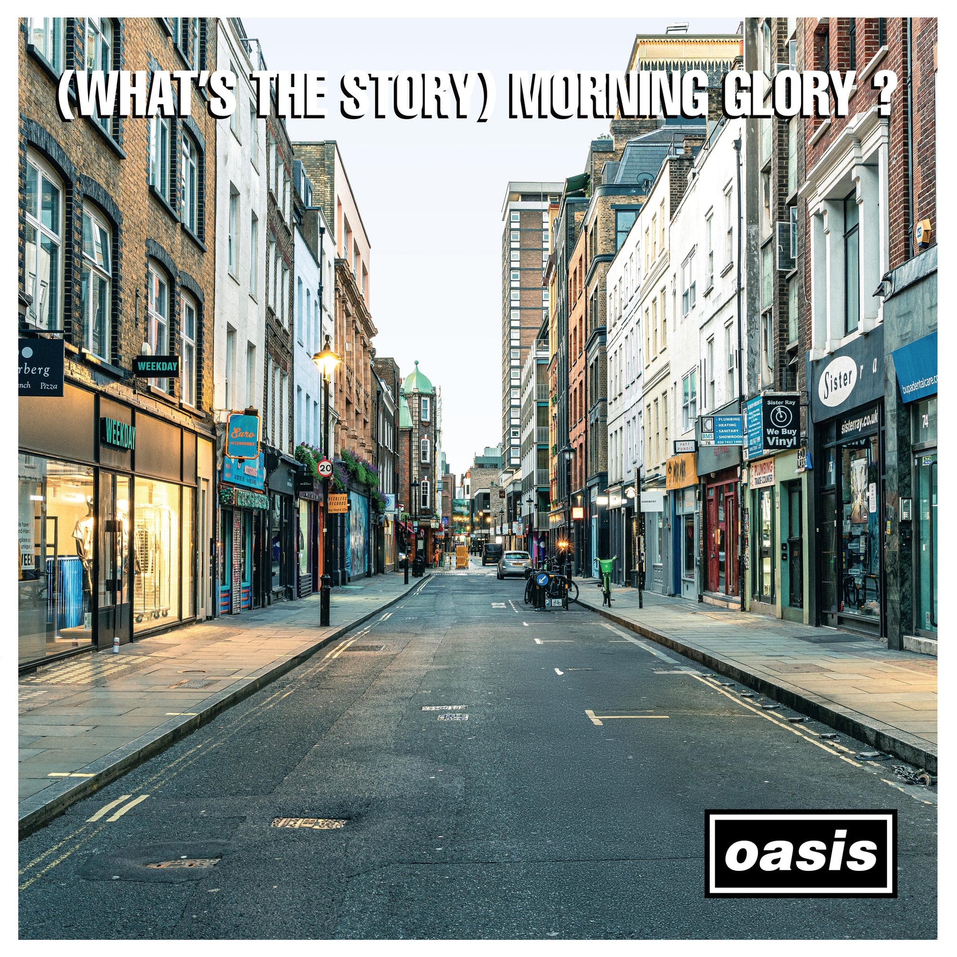A London street scene with the album title and Oasis logo overlaid.