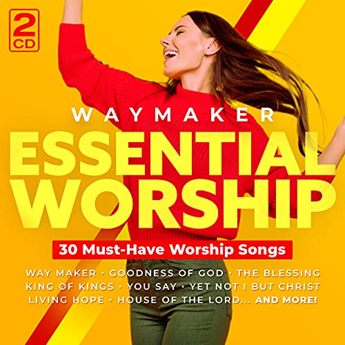 CD cover for "Way Maker" Essential Worship, featuring a woman with arms raised.