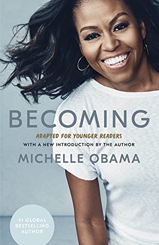 Book cover featuring Michelle Obama smiling, with the title "Becoming.