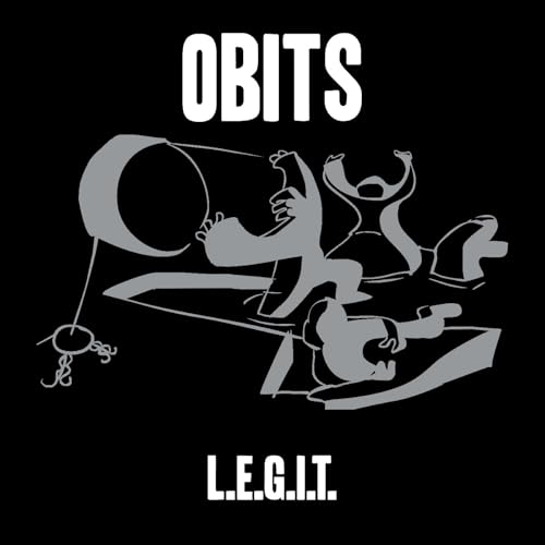 Obits album cover: abstract grey figure against a black background.