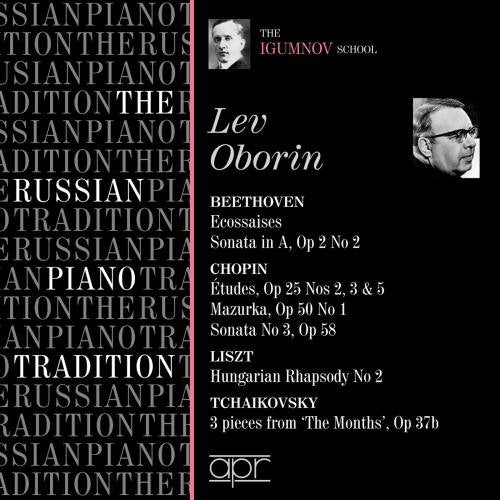 "Black CD cover with white text, featuring portraits and a list of classical compositions."