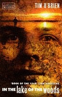 Book cover: a lone figure by a lake at sunset, with a face overlay.