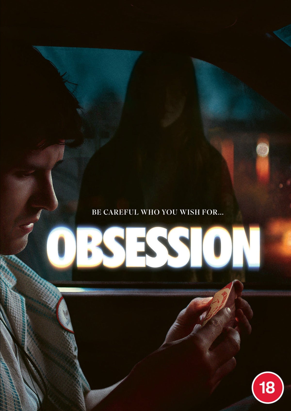 DVD cover for "Obsession" featuring a man holding a pizza slice.