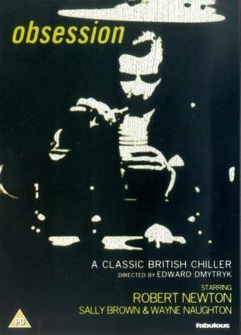 DVD cover for "Obsession" with a black background and a white silhouette figure.