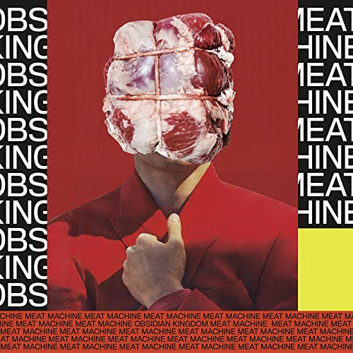 CD cover: person with a raw meat head, red and yellow background.