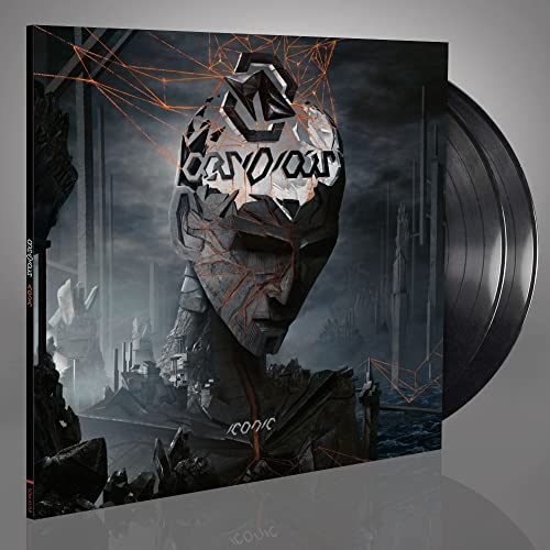 Vinyl record with album art featuring a fractured robotic face.
