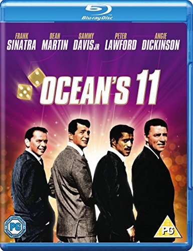 Blu-ray cover for Ocean's 11 featuring Frank Sinatra, Dean Martin, Sammy Davis Jr, and others.