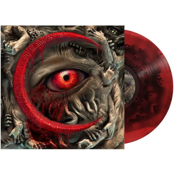 Vinyl record with cover art featuring a monstrous, red-eyed face.