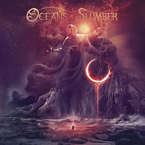 "Oceans of Slumber album cover featuring a mystical, glowing scene with a hooded figure."