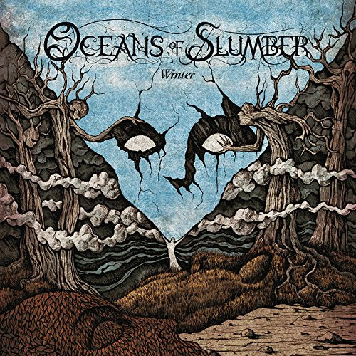“Oceans of Slumber - Winter” album cover with dark, illustrated forest scene.