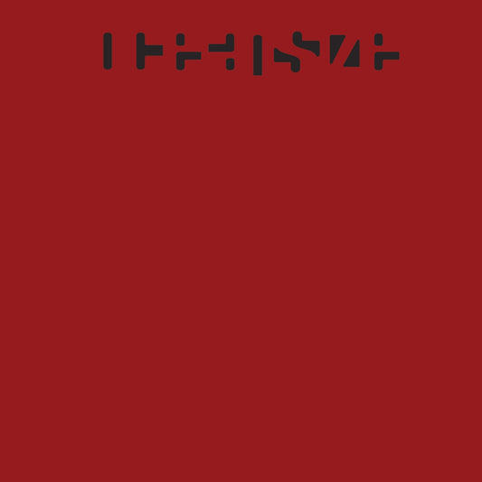 Red album cover with black, abstract typography for Oceansize’s “Frames”.