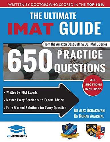 Book cover for The Ultimate IMAT Guide with blue background and white text.