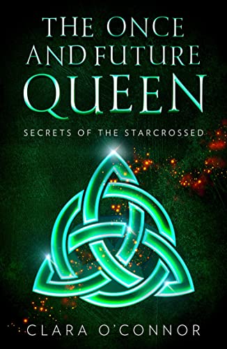 Book cover with green Celtic knot design and title “The Once and Future Queen.”