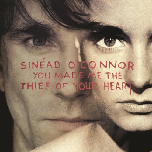 Sinéad O'Connor album cover: close-up portrait with red text overlay.