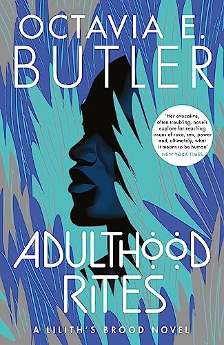Book cover for "Adulthood Rites" by Octavia Butler, featuring a blue profile portrait.