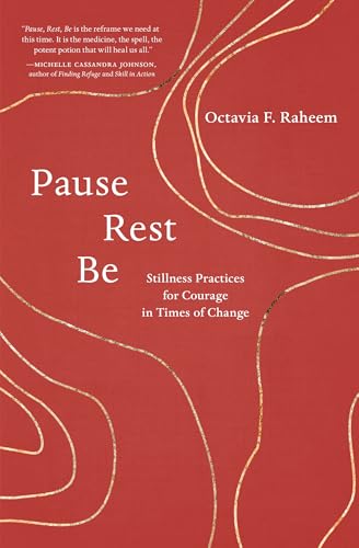 Red book cover with gold swirls and white text: "Pause Rest Be".