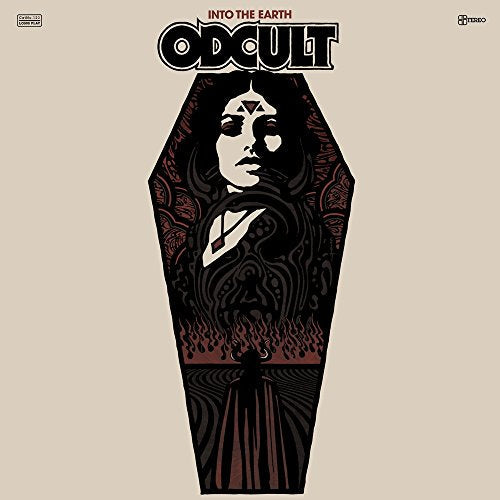 Vinyl record cover: woman in coffin with ornate, dark artwork.