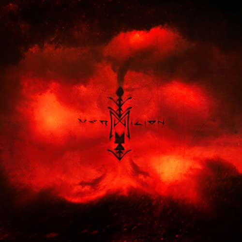 Red and black album cover with a central, ornate symbol.