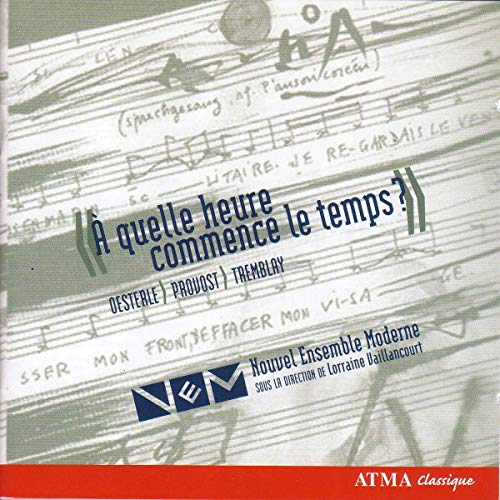 CD cover with abstract musical notation and text: "À quelle heure commence le temps?".