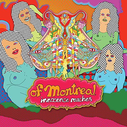 CD cover for Of Montreal's "Innocence Reaches" with surreal, colorful imagery.