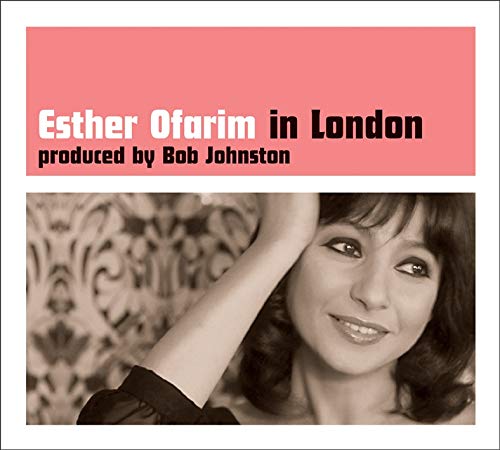 "Album cover with sepia-toned photo of Esther Ofarim and pink title banner."