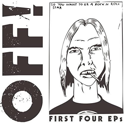 Black and white vinyl record cover featuring a sketched portrait and band logo.