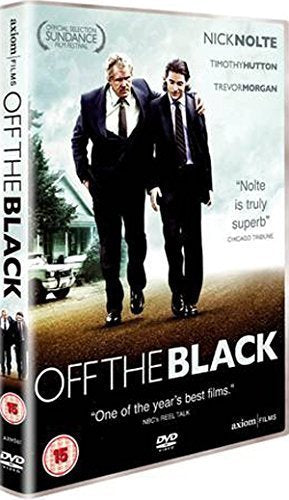 "Off The Black DVD case featuring two men in suits walking down a driveway."