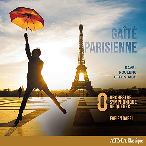 "CD cover featuring a dancer with umbrella in front of the Eiffel Tower."