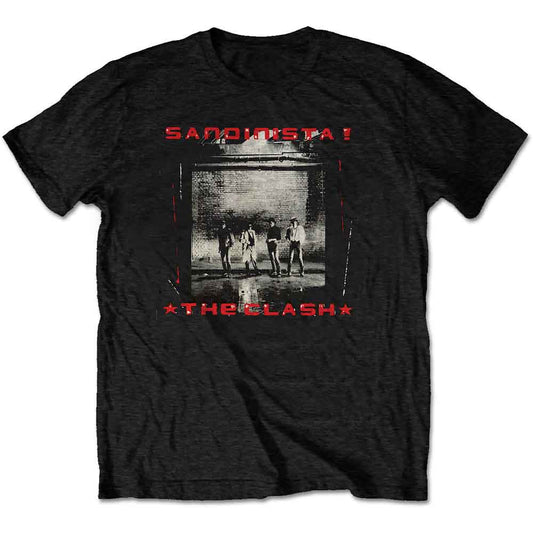 Black medium t-shirt featuring The Clash band logo, barcode included.