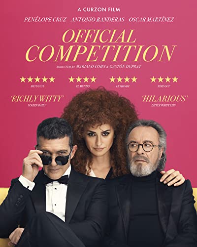 “Official Competition” Blu-ray cover featuring three actors in formal wear.