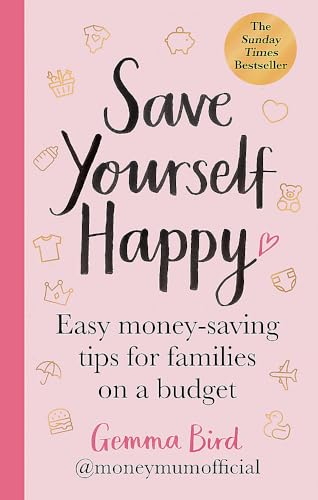 Book cover with handwritten title "Save Yourself Happy" and family-related illustrations.