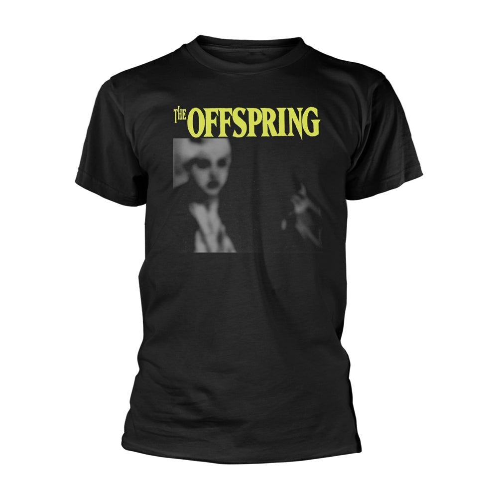 Black t-shirt with "The Offspring" band logo and distorted faces.