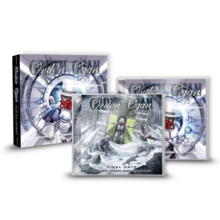 CD case for "Orden Ogan - Final Days" with steampunk-style artwork.