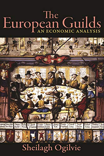 Book cover: “The European Guilds” with a historical painting of artisans.