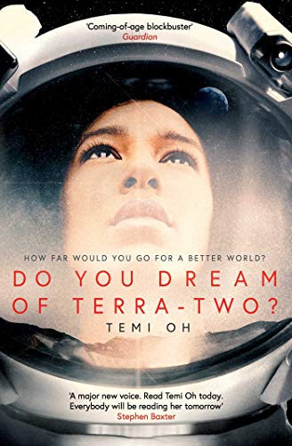Book cover featuring a person's face reflected in a space helmet against a starfield.