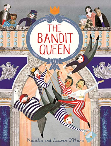 Book cover: illustrated figures in striped suits robbing a building.