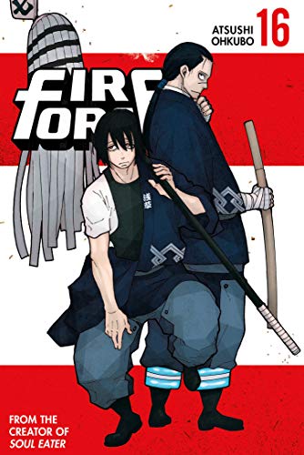 Fire Force volume 16 cover: two men with swords, manga style.