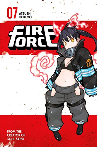 Fire Force volume 7 cover: girl in firefighter gear, red and white background.