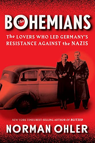 Book cover: "The Bohemians" with a couple and vintage car image.