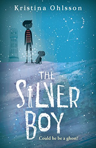 Book cover: boy, dog, lighthouse, and stars on a blue background.
